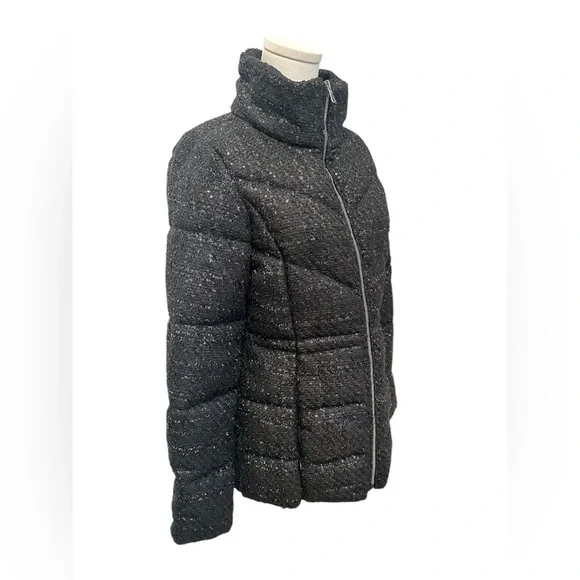 🆕 Bernardo Tweed Puffer Coat Jacket Black Shimmer Women’s Size Small NWT - Picture 4 of 8